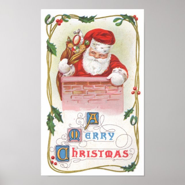 Poster Natais vintages Santa Claus (Frente)