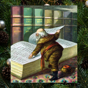 Póster Natais vintages, Santa Claus, Lista Bela