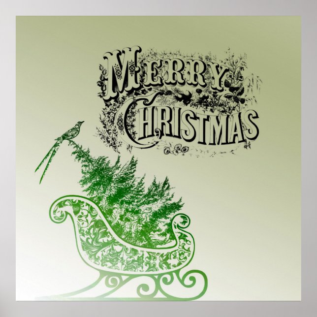 Poster Natais vintages Sleigh (Frente)