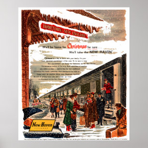 Poster Natal 1947 da estrada de ferro de New Haven