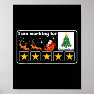 Poster Natal 5 Estrelas Árvore de Natal Eu estou trabalha