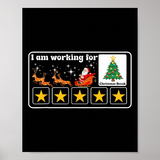 Poster Natal 5 Estrelas Árvore de Natal Eu estou trabalha (Frente)