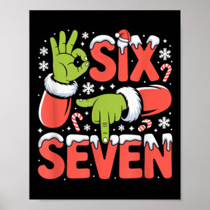 Poster Natal 67 Meme Divertido Xmas Seis Sete Mão de Papa