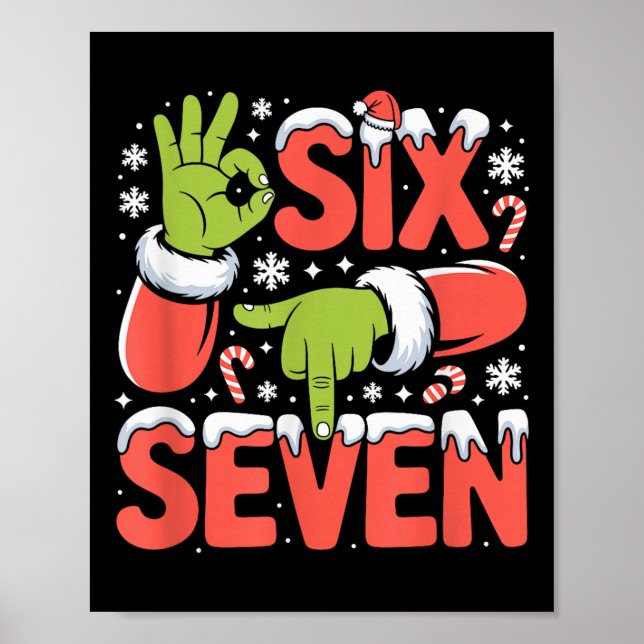 Poster Natal 67 Meme Divertido Xmas Seis Sete Mão de Papa (Frente)