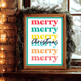 Poster Natal Alegre Branco Verde Colorido Moderno Limpo