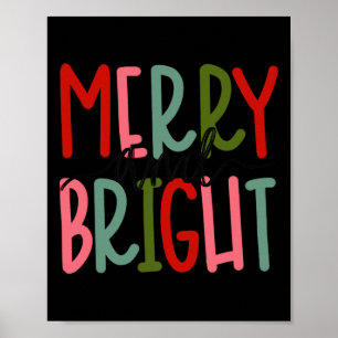 Poster Natal Alegre e Brilhante Mulheres Meninas Crianças
