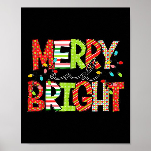 Poster Natal Alegre E Brilhante Mulheres Meninas Crianças (Frente)