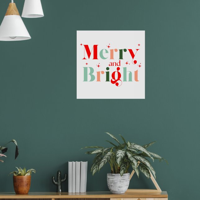 Poster Natal Alegre e Brilhante Retrô (Sala de Estar 1)