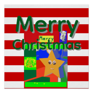 Póster Natal Alegre Rosa Vermelho