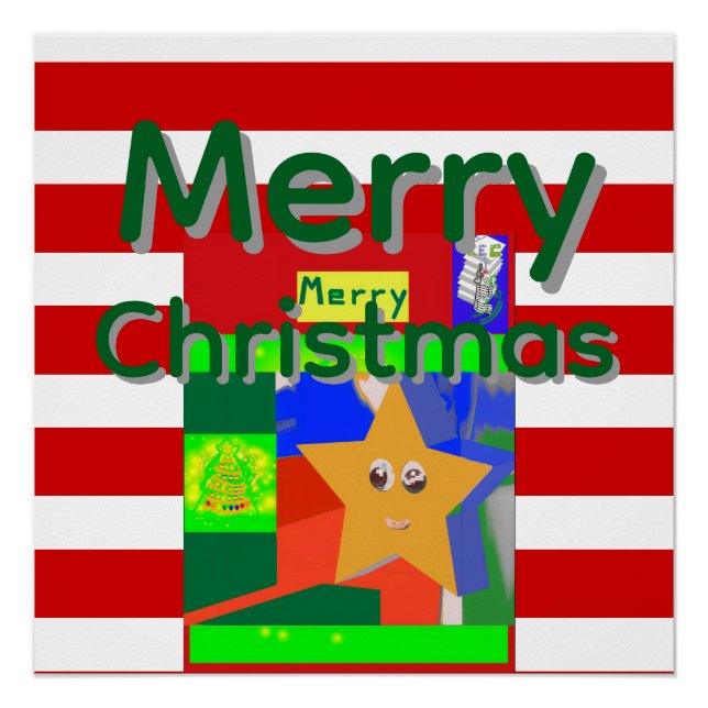 Póster Natal Alegre Rosa Vermelho  (Frente)