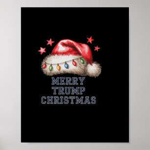 Poster Natal Alegre Trump Festivo Chapéu de Papai Noel