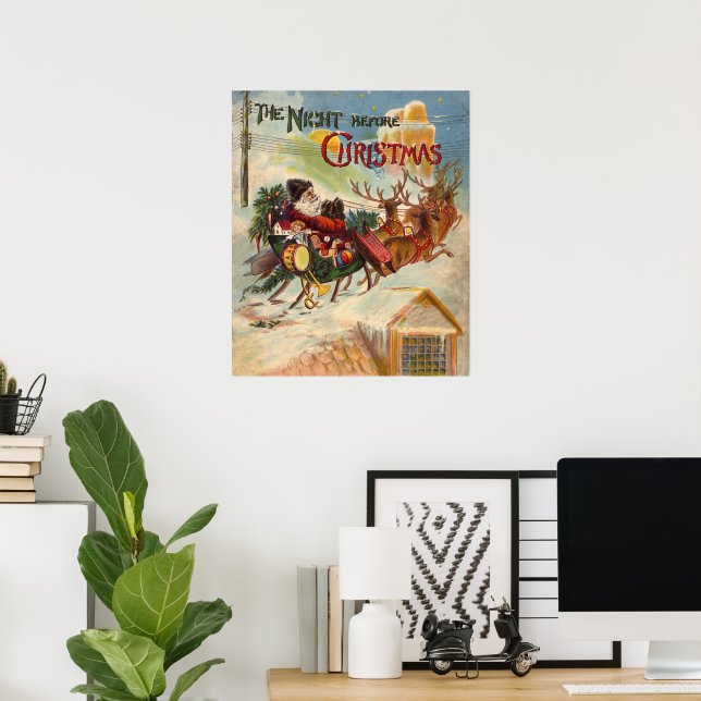 Poster Natal Antigo, A Noite Antes do Natal (Escritório em casa)