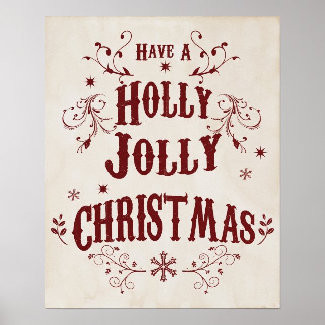 Poster Natal Antigo Alegre e Feliz (Frente)