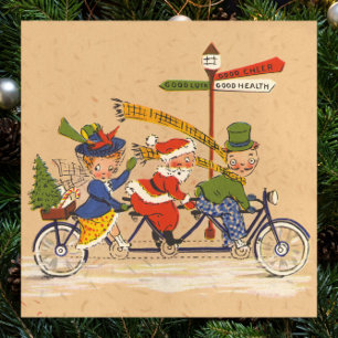 Poster Natal Antigo, Papai Noel Vitoriano de Bicicleta