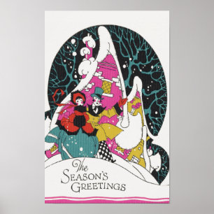 Poster Natal Antigo, Pessoas da Cidade Vitoriana Elegante