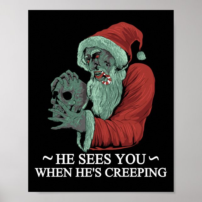 Poster Natal assustador do Papai Noel Krampus (Frente)
