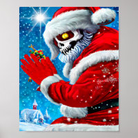 Natal assustador Papai Noel Skeleton Arte Monstro