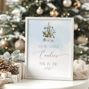 Poster Natal azul de inverno Adivinhe quantos doces