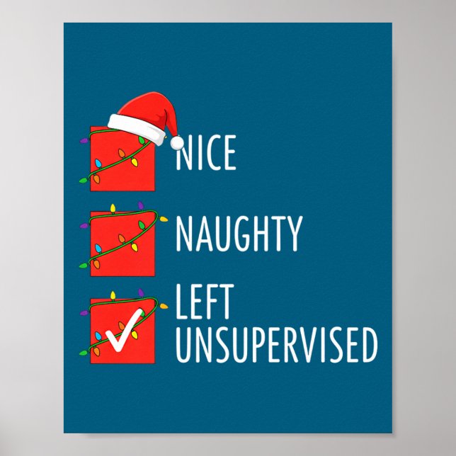 Poster Natal Bonito Travesso Deixado Sem Supervisão Trave (Frente)