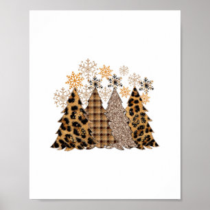 Poster natal búfalo xadrez natal natal árvores leopardo s