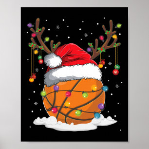 Poster Natal Bysketbyll Reindeer Divertido Santa Hat Xmas