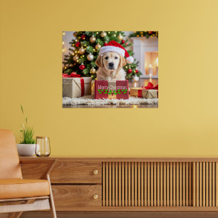 Poster Natal com Golden Retriever