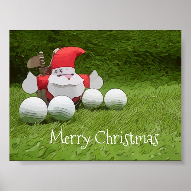 Poster Natal com Papai Noel e bolas de golfe (Frente)