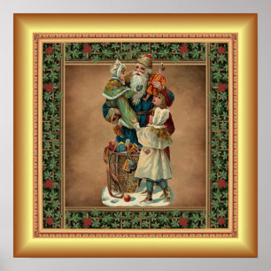 Poster Natal/Crianças/Papai Noel/Saco De Gaivoas ~ "