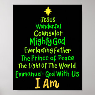 Poster Natal cristão Jesus Bíblia Nomes Árvore de Natal S