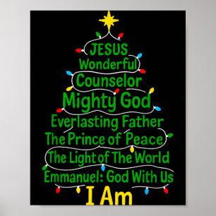 Poster Natal cristão Jesus Bíblia Nomes Árvore de Natal X