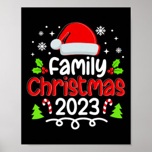 Poster Natal da família 2023 Santa Hat Light Pajamas Xmas