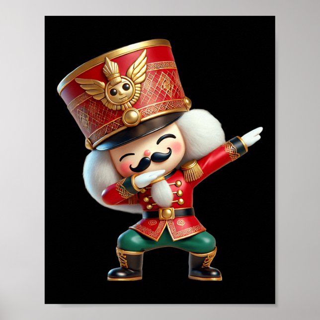 Poster Natal da Família com Nutcracker Dabbing Natal Cria (Frente)