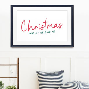 Poster Natal da família  Modern Minimalist Name Na moda