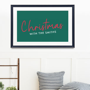 Poster Natal da família Na moda Trendy Forest Green