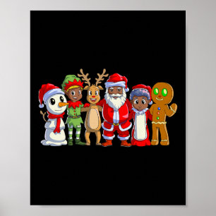 Poster Natal da família negra para papais noeis africanos