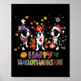 Poster Natal de Ação de Graças, Boston Terrier Dog Hallot