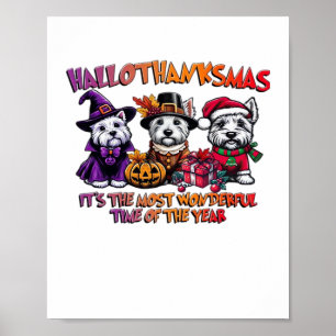 Poster Natal de Dia de Ação de Graças do Terrier escocês