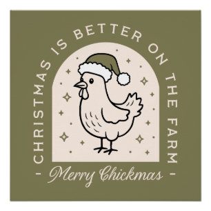 Póster Natal de frango em casa de fazenda cottagecore ver
