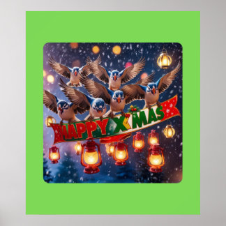 Poster Natal de pássaro