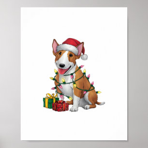 Poster Natal de Santa Hat Touro Terrier Cachorro