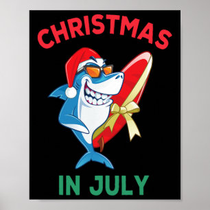 Poster Natal de Tubarão em Julho Férias de Verão Praia Ho