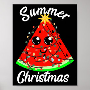 Poster Natal de Verão em Julho Melancia Árvore de Frutas