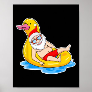 Poster Natal de Verão em Julho Papai Noel Tropical na Pis