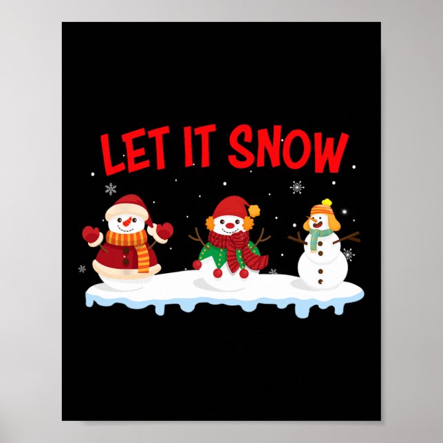 Poster Natal Deixe Nevar Boneco de Neve Inverno Xmas Para (Frente)