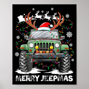 Poster Natal divertido e alegre Jeepmas Luz feia Rena de