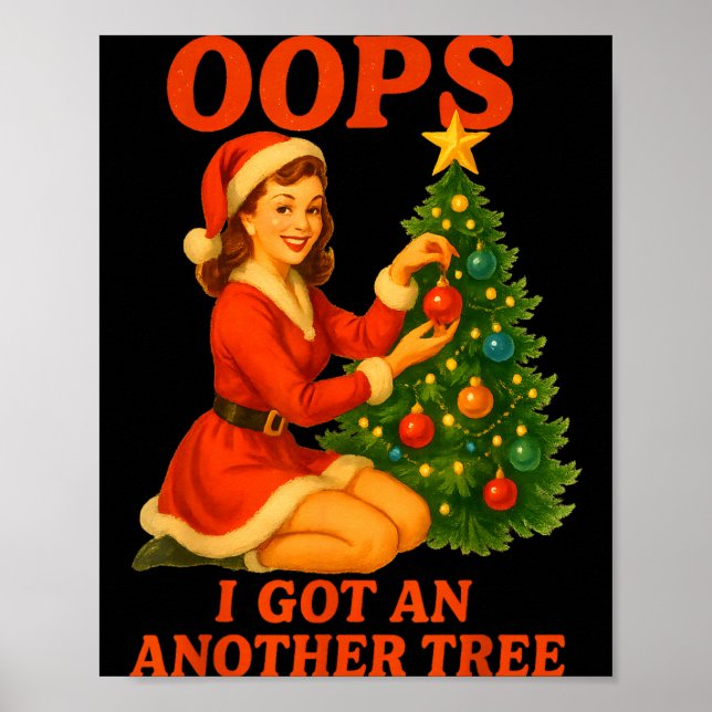 Poster Natal Divertido Retro Oops Peguei Outra Árvore  (Frente)