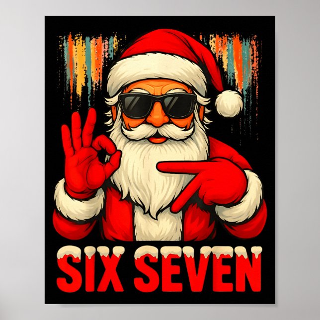 Poster Natal Divertido Seis Sete 6 7 Meme Papai Noel Home (Frente)