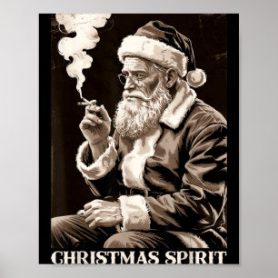 Poster Natal Divertido Srit Papai Noel Fumando Cigarro