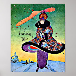Póster Natal do art deco