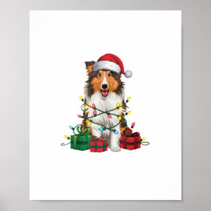 Poster Natal do Cachorro Collie Rough Rough Hat